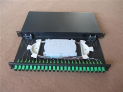 Cadre de distribution optique ODF montée à rack 1U 24 pouces 24 avec adaptateurs à fibre optique SC
