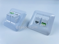 Outlet de fibres en duplex LC / APC et plaque de face avec 1 port de porte-clés CAT6 UTP 8P8C