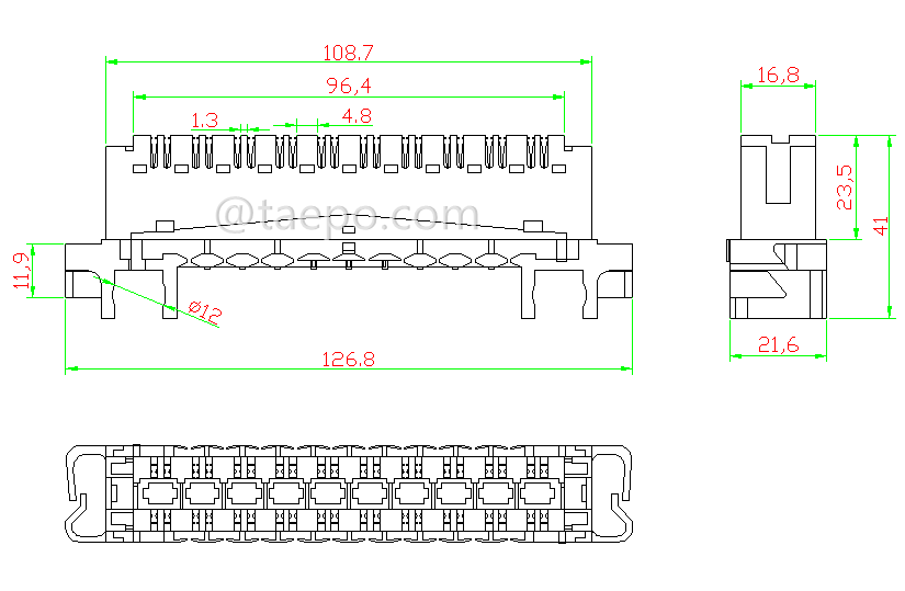 Dessin pour module de déconnexion LSA profil haut débit 10 paires