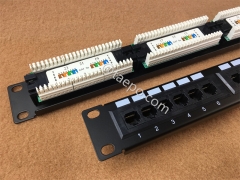 Panneau de brassage réseau UTP CAT5E RJ45 UTP 19 pouces monté en rack 24 ports avec terminal 110 et IDC