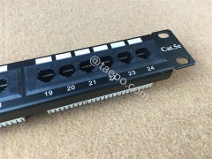 Panneau de brassage réseau UTP CAT5E RJ45 UTP 19 pouces monté en rack 24 ports avec terminal 110 et IDC