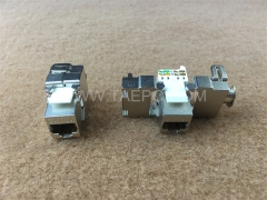 Prise modulaire Keystone blindée CAT6A 8P8C RJ45 STP à 180 degrés