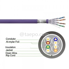 4 paires CAT6A FTP cuivre nu AWG 23 conducteur solide câble LAN 305m / roll