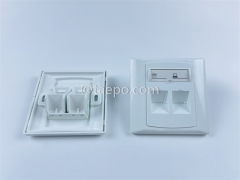 Plaques frontales réseau RJ45 à 2 ports de style allemand 86x86 mm pour prises