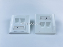 Plaques frontales réseau RJ45 à 2 ports de style allemand 86x86 mm pour prises