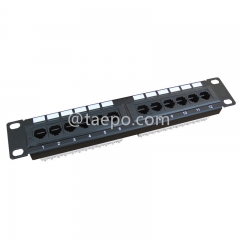 Panneau de brassage réseau 1U 10 pouces RJ45 UTP catégorie 6 12 ports