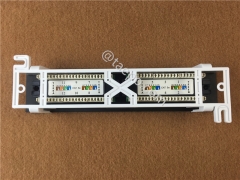 Panneau de brassage réseau mural RJ45 UTP 1U 10 pouces Cat6 12 ports avec support