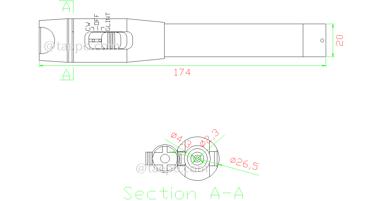 Dessin pour localisateur de défauts visuel, 5mW, 5KM