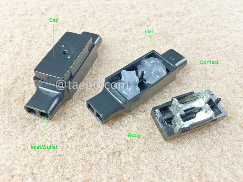 Illustration pour connecteur en ligne UDW2 dropwire, 4 fils, conducteur 0,9-1,3 mm, isolation max 4,4 mm, broche unique, rempli de gel
