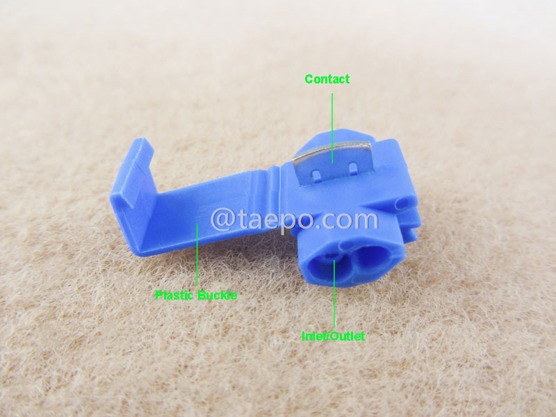 Illustration du connecteur 560 Run & Tap, 2 fils, conducteur AWG18-14, une broche, bleu