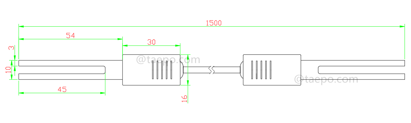 Schéma du cordon de connexion SM 4 pôles avec fiche de test à fiche de test pour bloc de déconnexion MDF 71 #TP-1401-100, 1,5 m