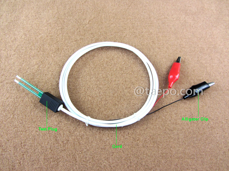Illustration du cordon de test SM à 2 pôles, avec prise de test et pince crocodile pour le bloc de déconnexion MDF 71 #TP-1401-100, 1,5 m