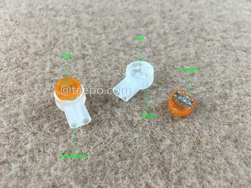 llustration du connecteur de réparation UY2, 2 fils, conducteur de 0,4-0,9 mm, isolation maximale 2,08 mm, double broche, rempli de gel
