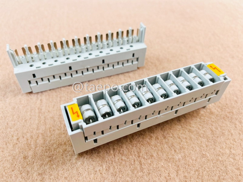 Module de protection contre les surtensions 3 pôles, 10 paires, pour module LSA, avec parasurtenseur GDT