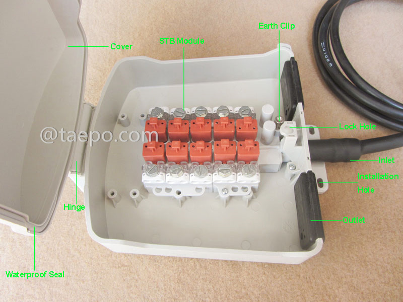 Images illustratives pour boîte de terminal extérieure à 10 paires pour module STUB avec protection contre les surtensions