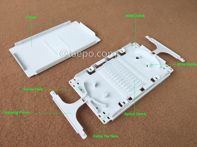 Images illustratives du plateau d’épissure pour fibres, 24 fibres, plastique, avec couvercle à encliquetage