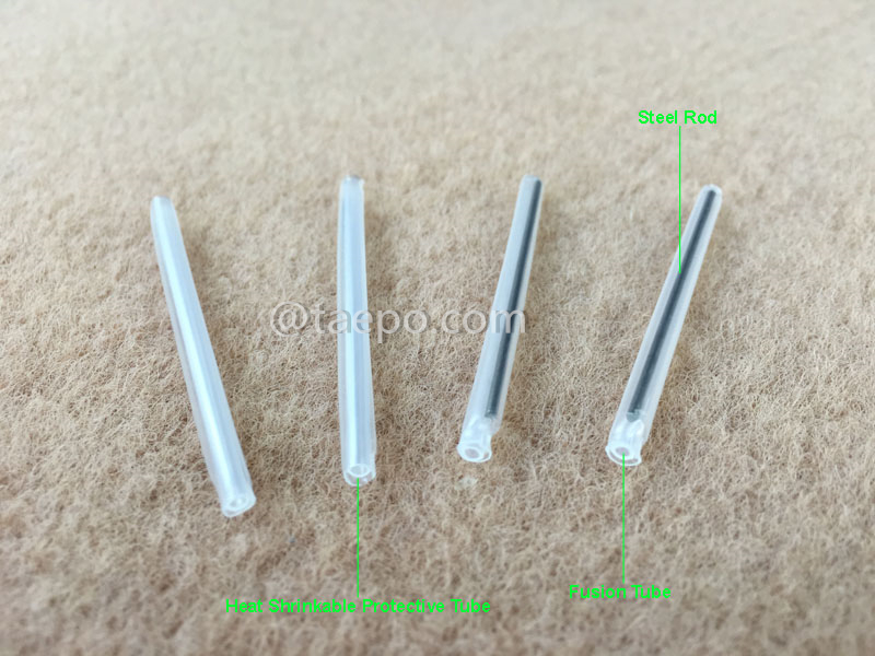 Images illustratives des manchons thermorétractables pour fibre bunchy, longueur de 60 mm, tige en acier de 1,0 mm