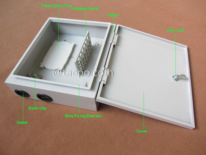 Images illustratives pour la boîte de distribution de fibre (FDB), extérieure, SC, 24 fibres, avec des panneaux de raccordement remplaçables, boîtier en acier laminé à froid avec revêtement en poudre