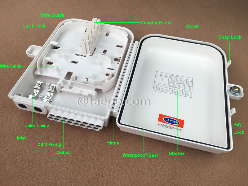 Images illustratives pour boîte de distribution de fibre (FDB), extérieure, SC, 16 fibres, boîtier en plastique