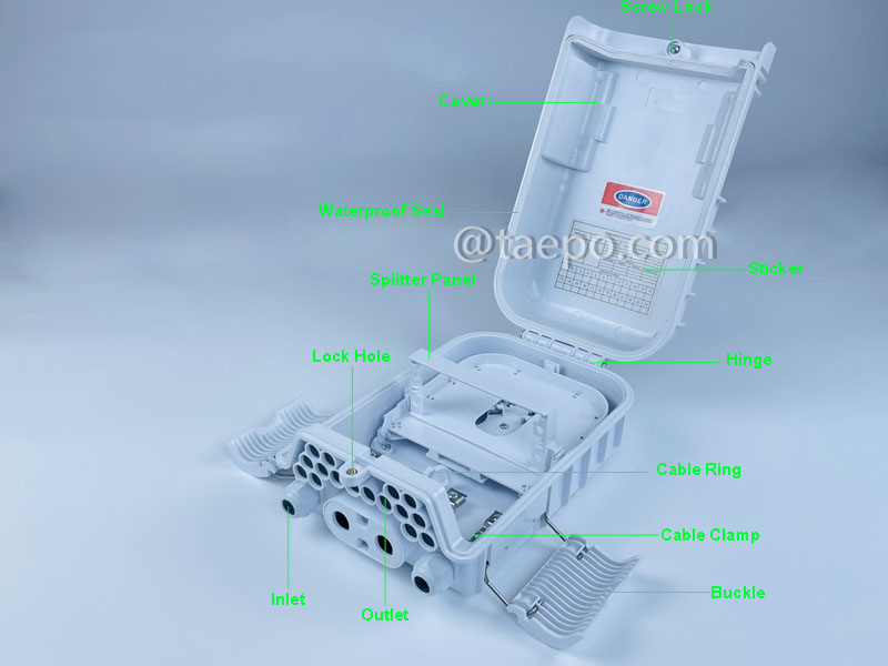 Images illustratives du boîtier de répartiteur de fibre optique (FSB), extérieur, SC, 16 fibres, boîtier en plastique