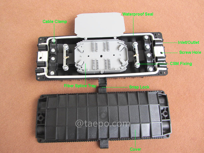 Images d'illustration pour boîtier de raccordement fibre optique (FOSC), type horizontal, étanchéité mécanique, 12 fibres, maximum 144 fibres épaisses