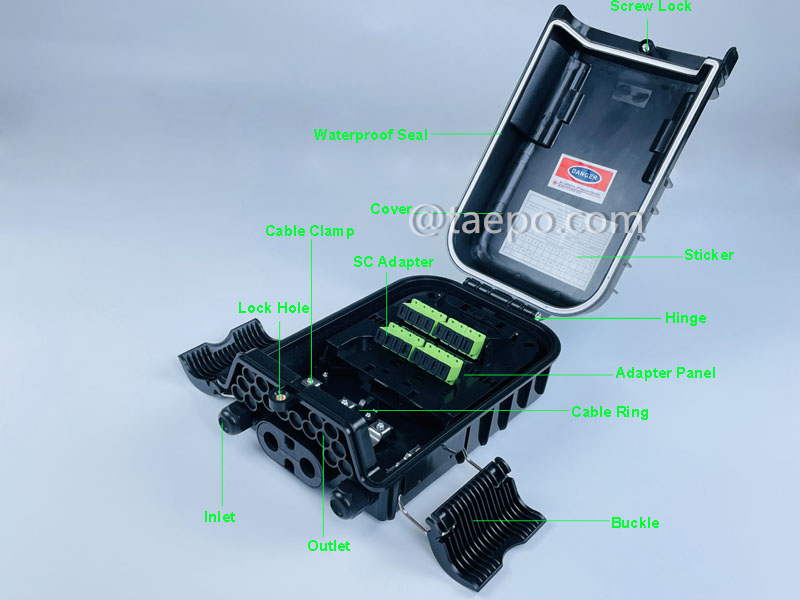 Images illustratives du boîtier de distribution de fibre optique (FDB), extérieur, SC, 16 fibres, boîtier en plastique