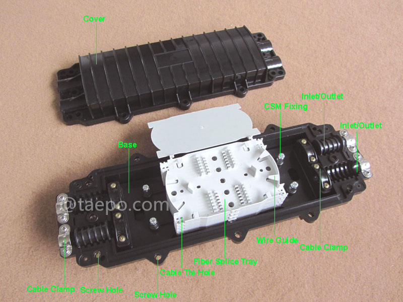 Images d'illustration pour boîtier de raccordement fibre optique (FOSC), type horizontal, étanchéité mécanique, 96 fibres