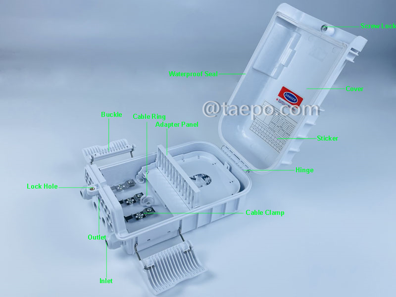 Images illustratives du boîtier de distribution de fibre optique (FDB), extérieur, SC, 16 fibres, boîtier en plastique