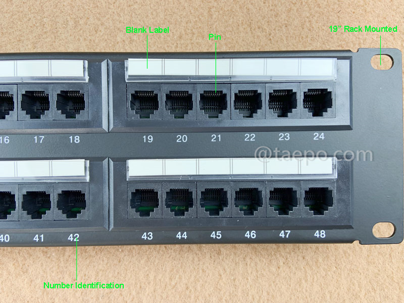 Images illustratives du panneau de brassage 48 ports, CAT6, RJ45, UTP, 19