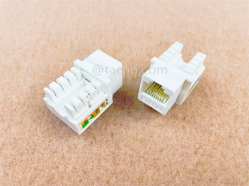 Prise Keystone, CAT5E, UTP, 8P8C, 90 degrés, style AP