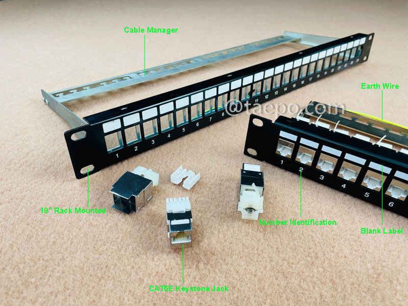 Images illustratives pour panneau de brassage 24 ports, CAT5E, RJ45, STP, 19