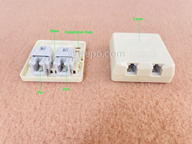 Images illustratives pour prise téléphonique RJ11 à 2 ports, CAT3, 2P2C, sèche