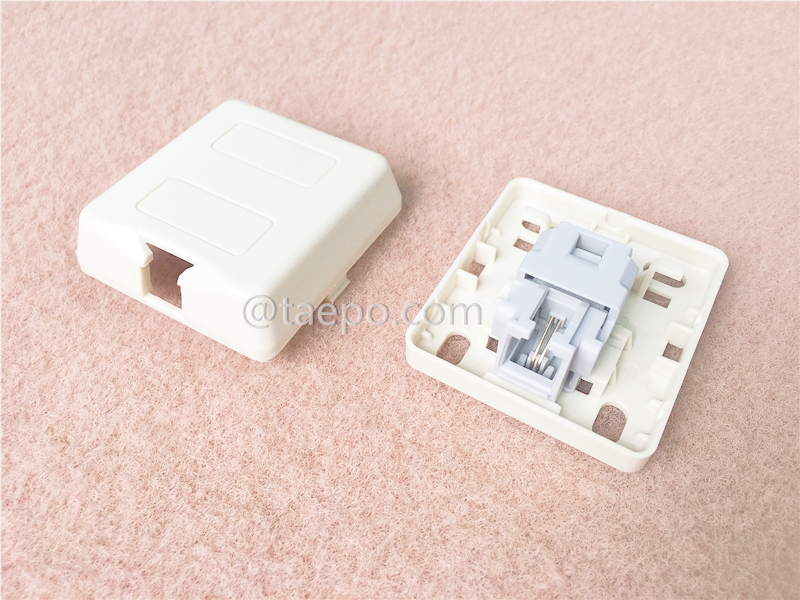 Prise téléphonique RJ11 à 1 port, CAT3, 2P2C, sans gel, 55x50x22mm, ivoire