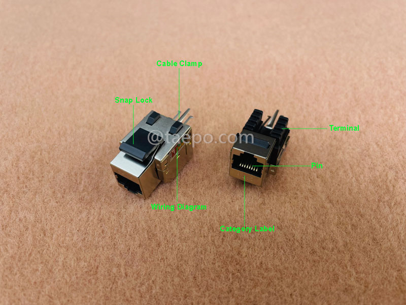 Illustrations pour Keystone jack, CAT6, STP, 8P8C, 180 degrés, style AP