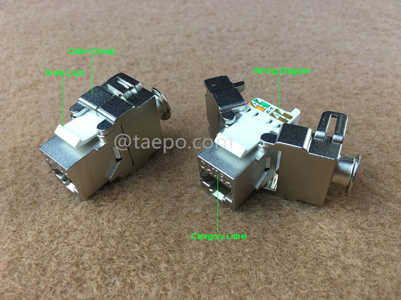 Images illustratives pour Keystone jack, CAT6A, STP, 8P8C, 180 degrés, style AP