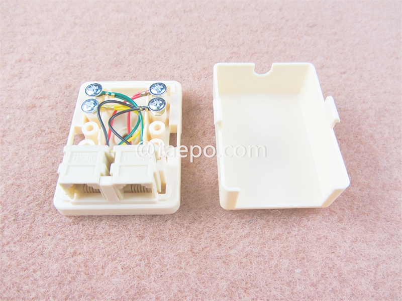 Boîte de connexion 2 ports, CAT3, 6P4C, 57x42x24mm