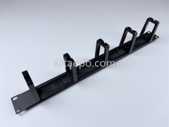 Gestionnaire de câbles métallique, 5 anneaux en plastique, 1U, avec brosse
