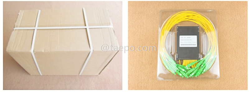 Images de l’emballage du répartiteur optique, PLC, boîtier en plastique, 1x32, avec connecteur SC/APC