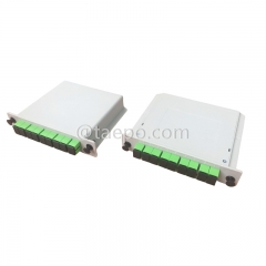 Répartiteur à fibre optique, PLC, type cassette, G657A, 1x8, tube lâche 0,9 mm, avec connecteur SC/APC, adaptateur