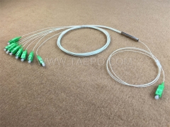 Séparateur optique, PLC, tube en acier, G657A, 1x8, tube lâche de 0,9 mm, 1 m, avec connecteur SC/APC