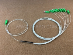 Séparateur optique, PLC, tube en acier, G657A, 1x8, tube lâche de 0,9 mm, 1 m, avec connecteur SC/APC