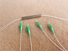 Séparateur optique, PLC, tube en acier, G657A, 2x2, tube lâche de 0,9 mm, 1 m, avec connecteur LC/APC