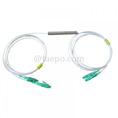 Séparateur optique, PLC, tube en acier, G657A, 2x2, tube lâche de 0,9 mm, 1 m, avec connecteur LC/APC