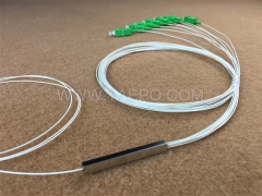 Séparateur optique, PLC, tube en acier, G657A, 1x8, tube lâche de 0,9 mm, 1 m, avec connecteur SC/APC
