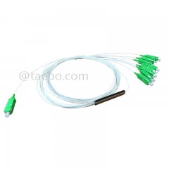 Séparateur optique, PLC, tube en acier, G657A, 1x8, tube lâche de 0,9 mm, 1 m, avec connecteur SC/APC