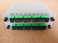 Séparateur optique, PLC, type cassette, G657A, 2x16, tube lâche de 0,9 mm, avec connecteur SC/APC