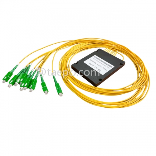Répartiteur optique, PLC, boîtier en plastique, G657A, 1x8, tube lâche de 2 mm, 1 m, avec connecteur SC/APC
