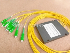 Répartiteur optique, PLC, boîtier en plastique, G657A, 1x8, tube lâche de 2 mm, 1 m, avec connecteur SC/APC