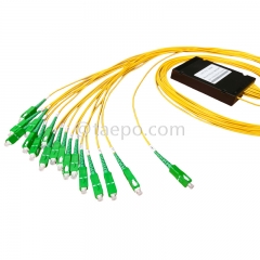 Répartiteur optique, PLC, boîtier en plastique, G657A, 1x16, tube lâche de 2 mm, 1 m, avec connecteur SC/APC