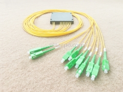 Répartiteur optique, PLC, boîtier en plastique, G657A, 2x8, tube lâche de 2 mm, 1 m, avec connecteur SC/APC